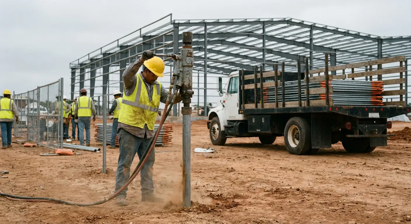 Industrial fencing installation site in Southaven, MS