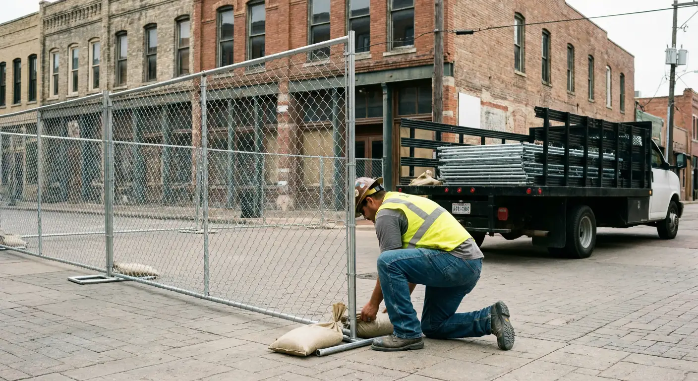 Temporary fence installation in Southaven urban environment