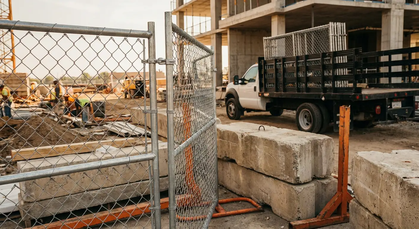 Commercial temporary fencing installation site in Southaven, MS