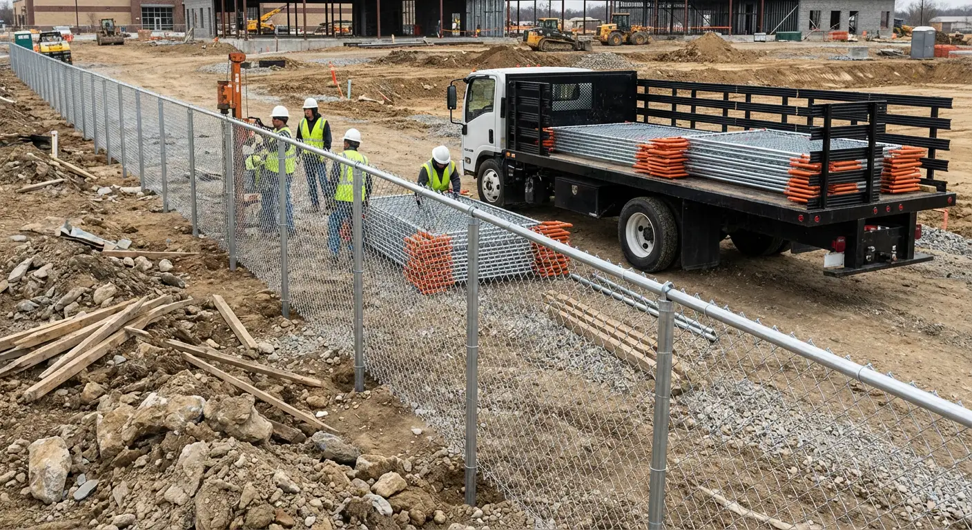 Post-Driven Construction Fence in Southaven, MS