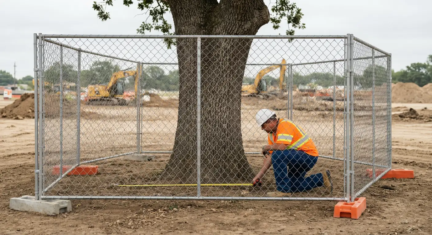 Tree protection zone fencing installation in Southaven, MS