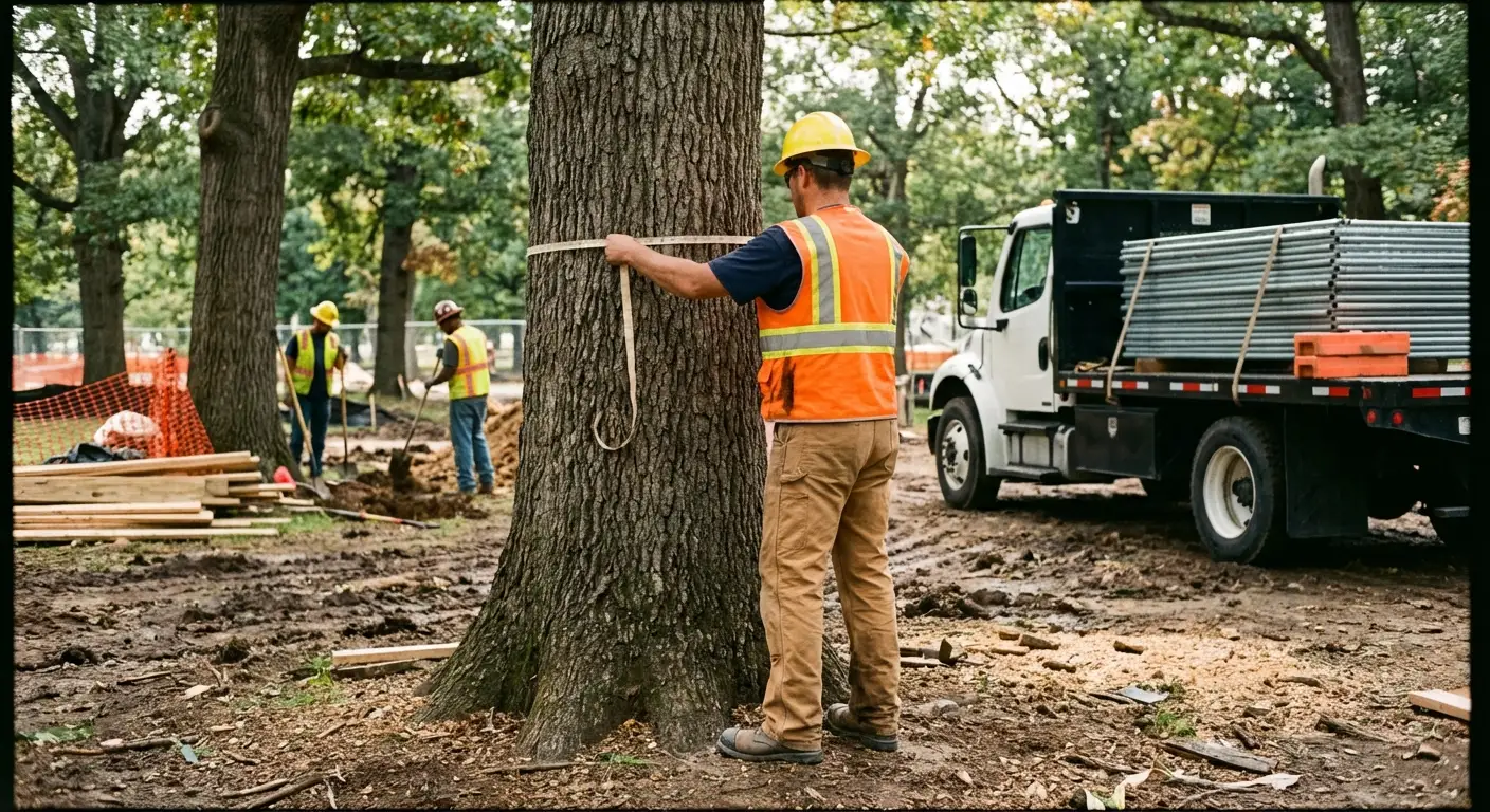 Tree protection zone fencing installation in Southaven, MS
