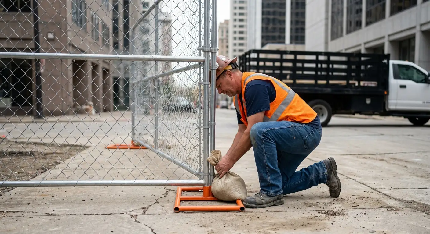 Temporary fence installation in Downtown Southaven area