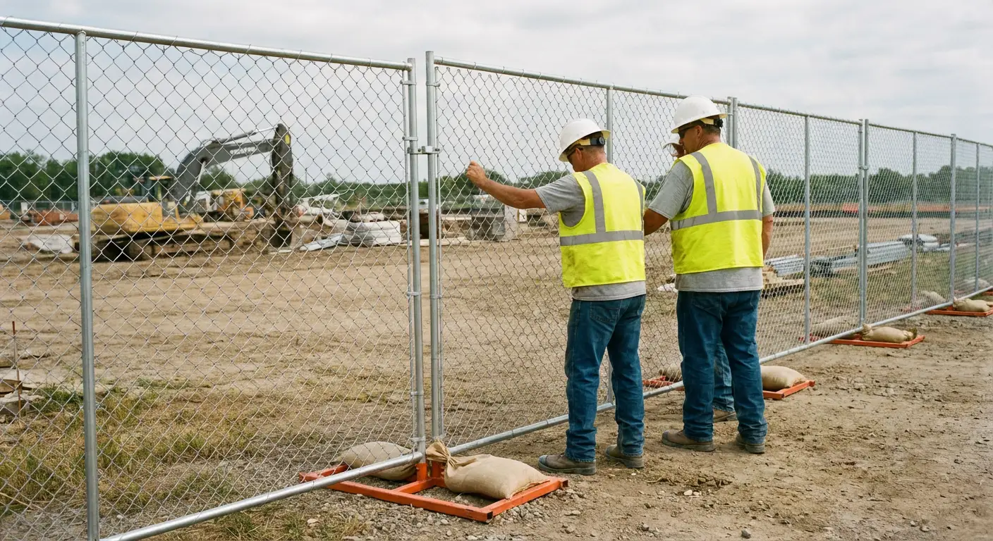 Construction site chain link panel installation in Southaven, MS