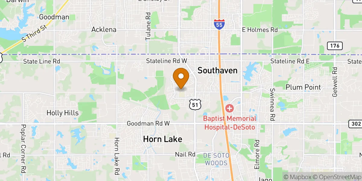 Colonial Hills neighborhood map in Southaven, MS