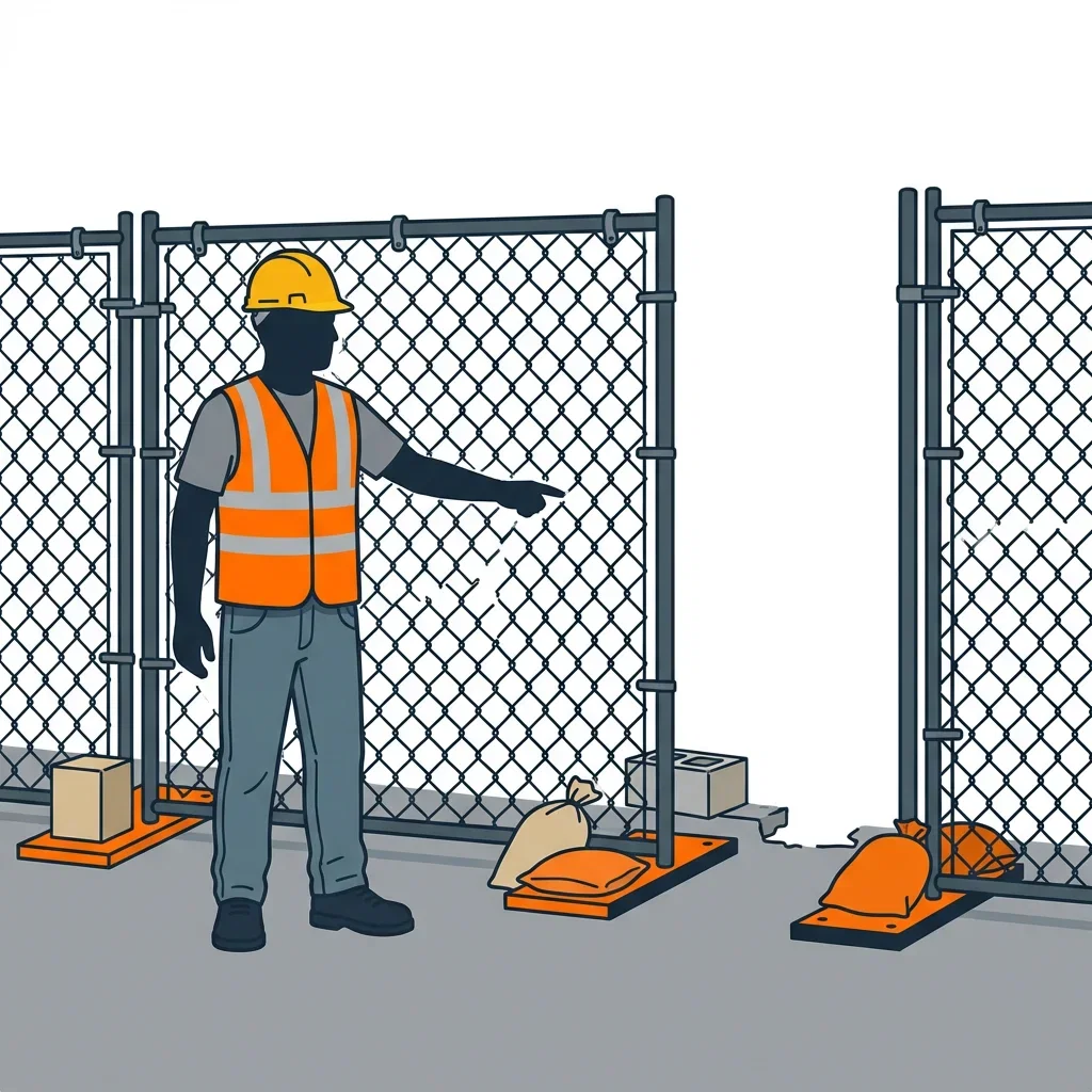 Diagram illustrating common construction site perimeter vulnerabilities in Southaven, MS