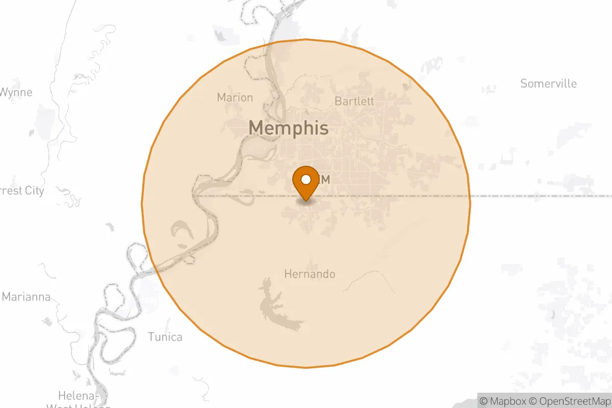 service area service area map in Southaven, MS